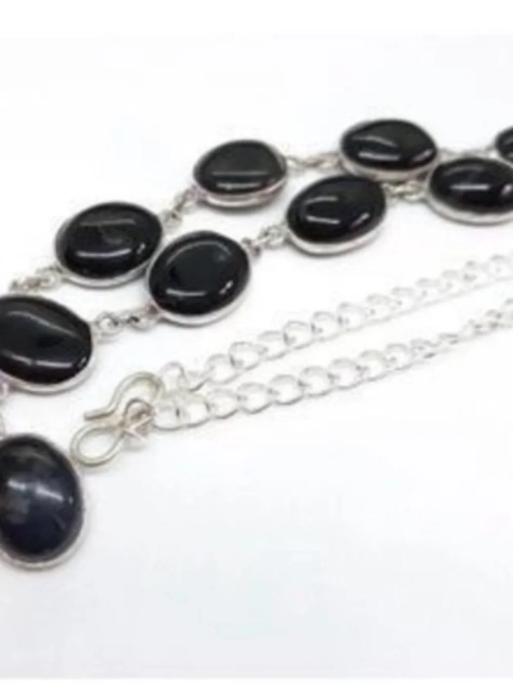 Vintage 42.82ctw Black Onyx Silver Necklace 24.5g  	 Main Stone	 Main Stone Cara
